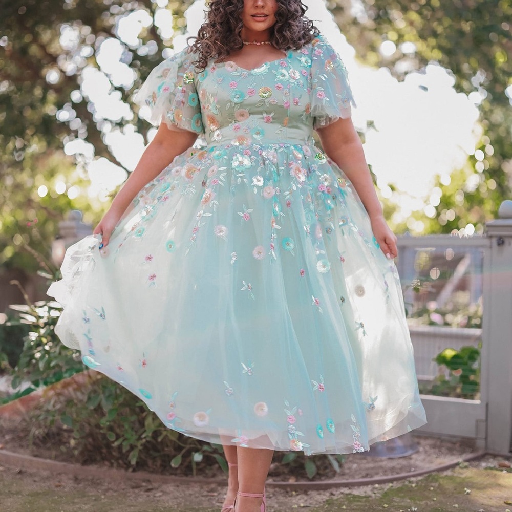 Floral Embroidered Tulle Dress - NWT!